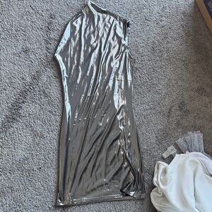 Silver Metallic Sleeveless Dress
